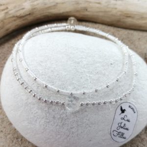 bracelet double tour «Jolie Valentine» argent élastique – blanc - Bijoux  Les Jolies Filles