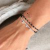bracelet argent 925 noir porté étoile