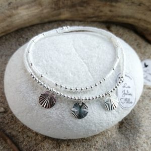 Bracelet argent élastique «discrète» - blanc - Bijoux Les Jolies